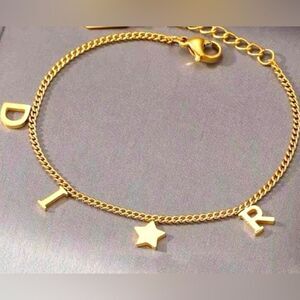 XMAS SALE 18k Stamped Gold Filled Dior Charm Bracelet